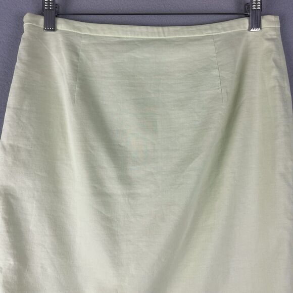 Elie Tahari Ruth Linen Blend Skirt Women 8 Green Ruffle Pencil Career Office NWT - Picture 8 of 16
